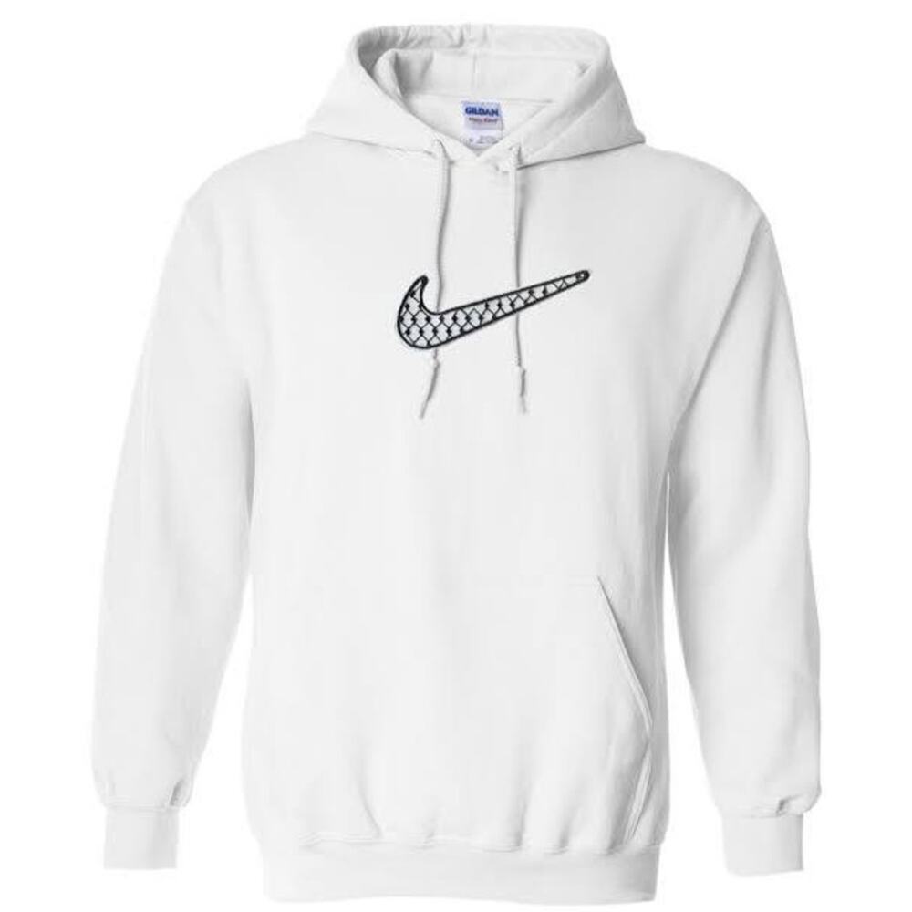 Nike Sportswear Club Swoosh Embroidered Men's Fleece Pullover Hoodie White XL
